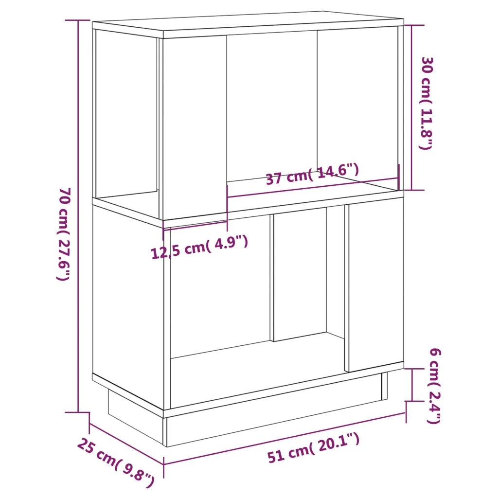 Libreria Divisorio-Scaffale per Libri-Mobile di Stoccaggio Bianco 51x25x70 cm in Legno Massello di Pino
