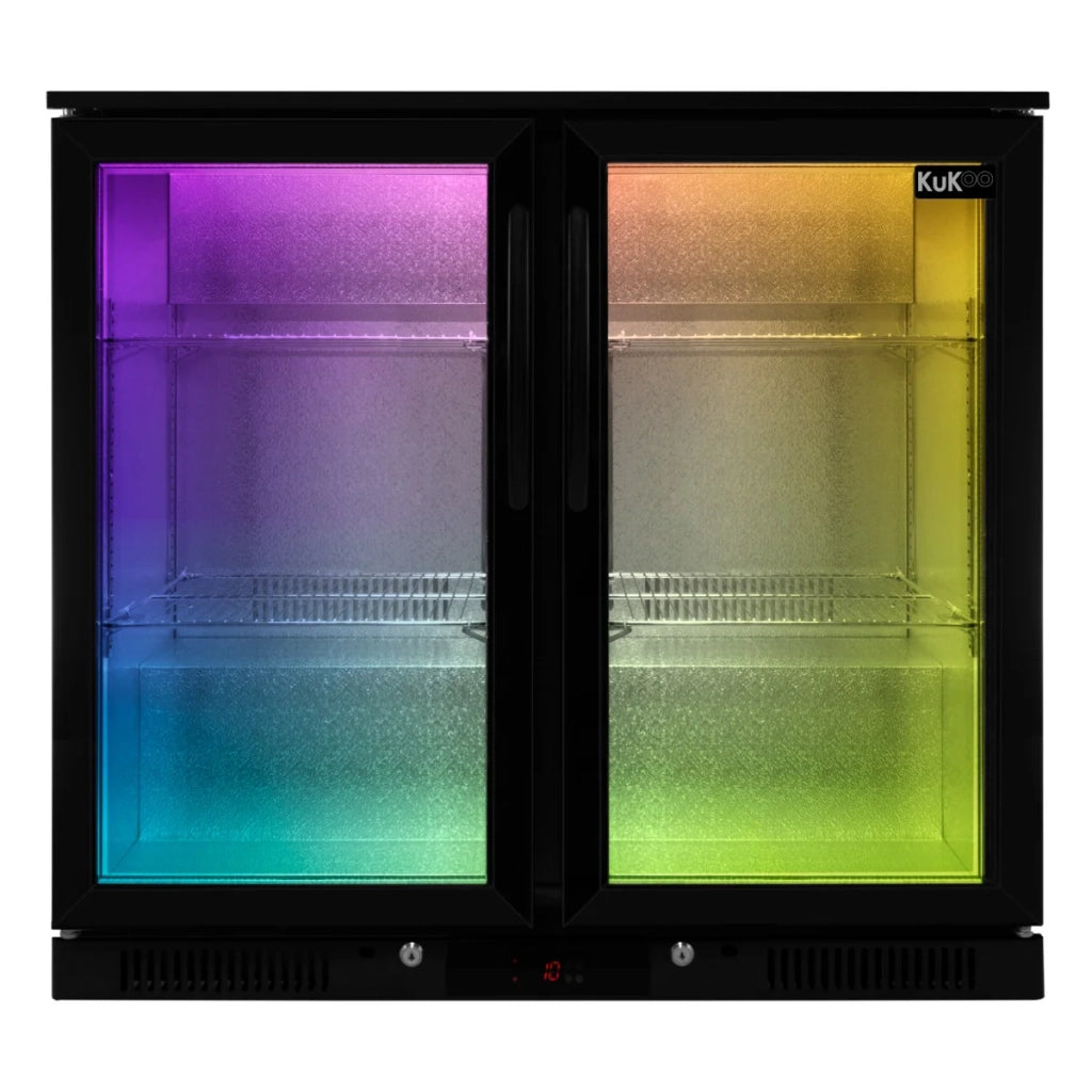 Frigorifero Refrigeratore Bar commerciale a doppia porta a battente Birra Vino Luce LED