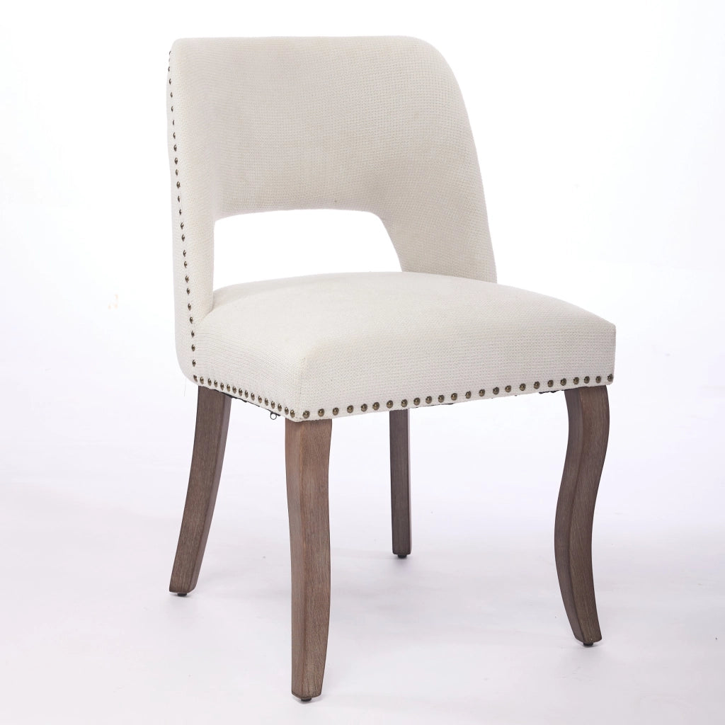 Sedie da Pranzo in Legno Set 2 Pezzi ¨C MINIMAL ¨C Imbottite Tessuto Beige, Stile Moderno