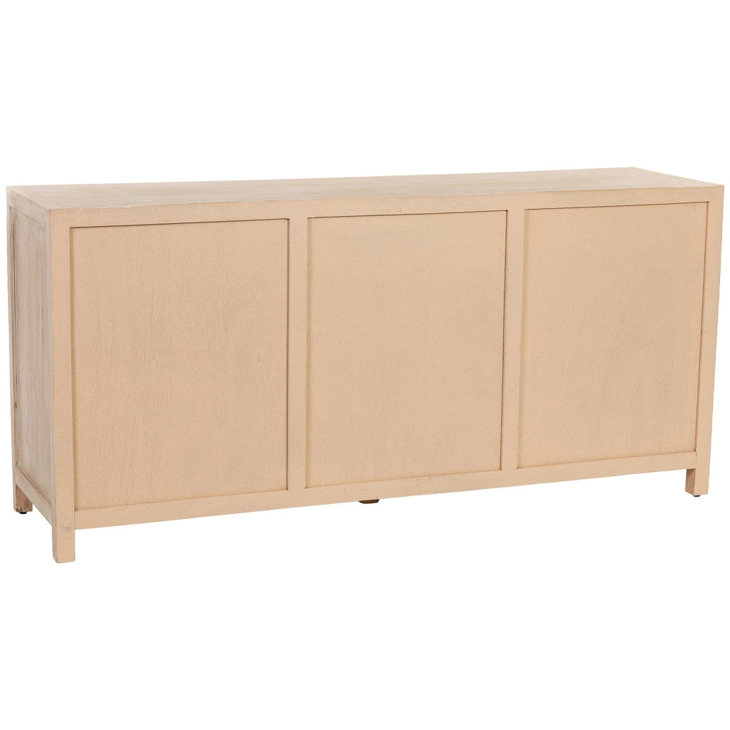 Credenza in legno beige con 3 cassetti e 2 ante 160x43x75h cm
