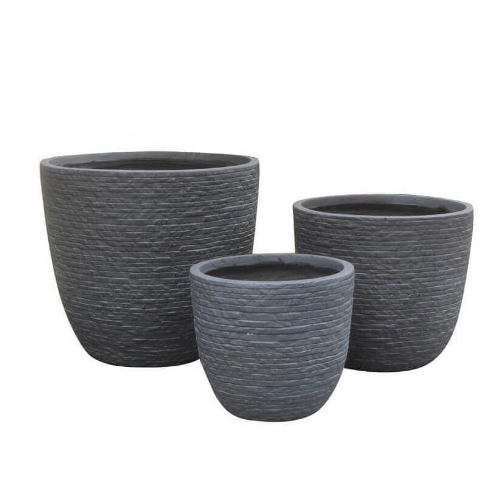 Set di 3 vasi Ciclamino in Fibra di argilla Grigio