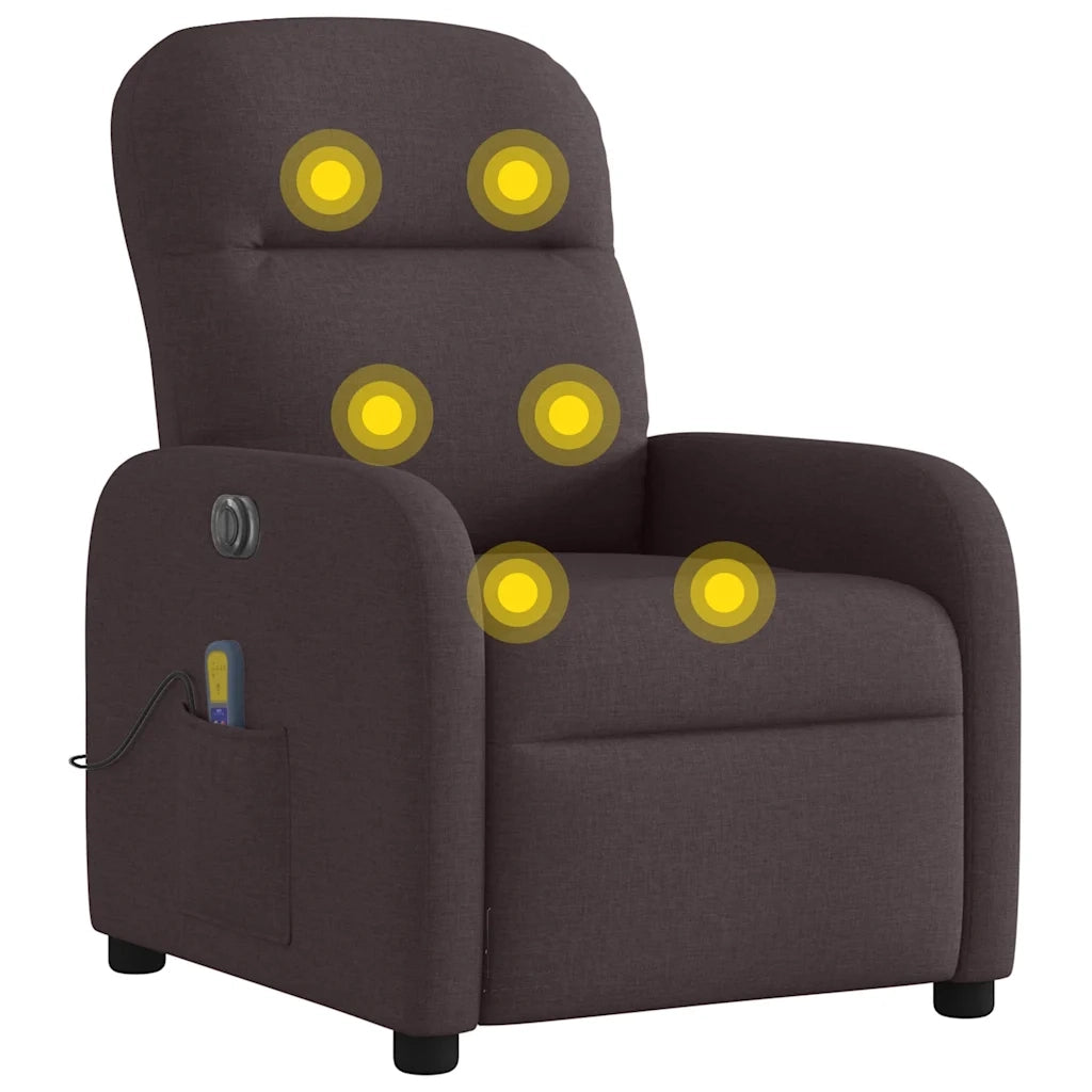 Divano Sedia-Poltrona Massaggio Reclinabile Elettrica Marrone Scuro Tessuto 478944