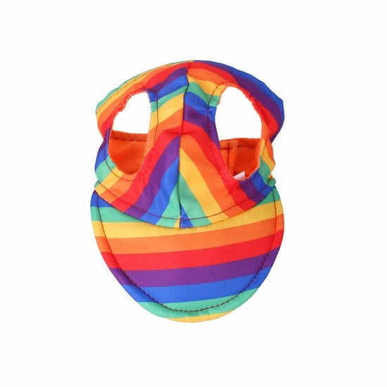 Pet Baseball, Lente Zomer Hondenhoeden Hondenzonnehoeden con Orecchini per Cane con Misura del Capo 29-35 cm - arcobaleno
