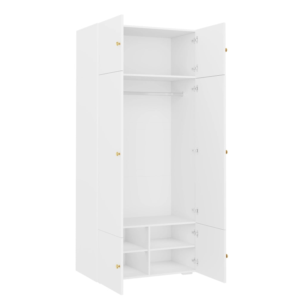 ARMADIO con asta appendiabiti e 5 vani 90x50x200 cm Bianco