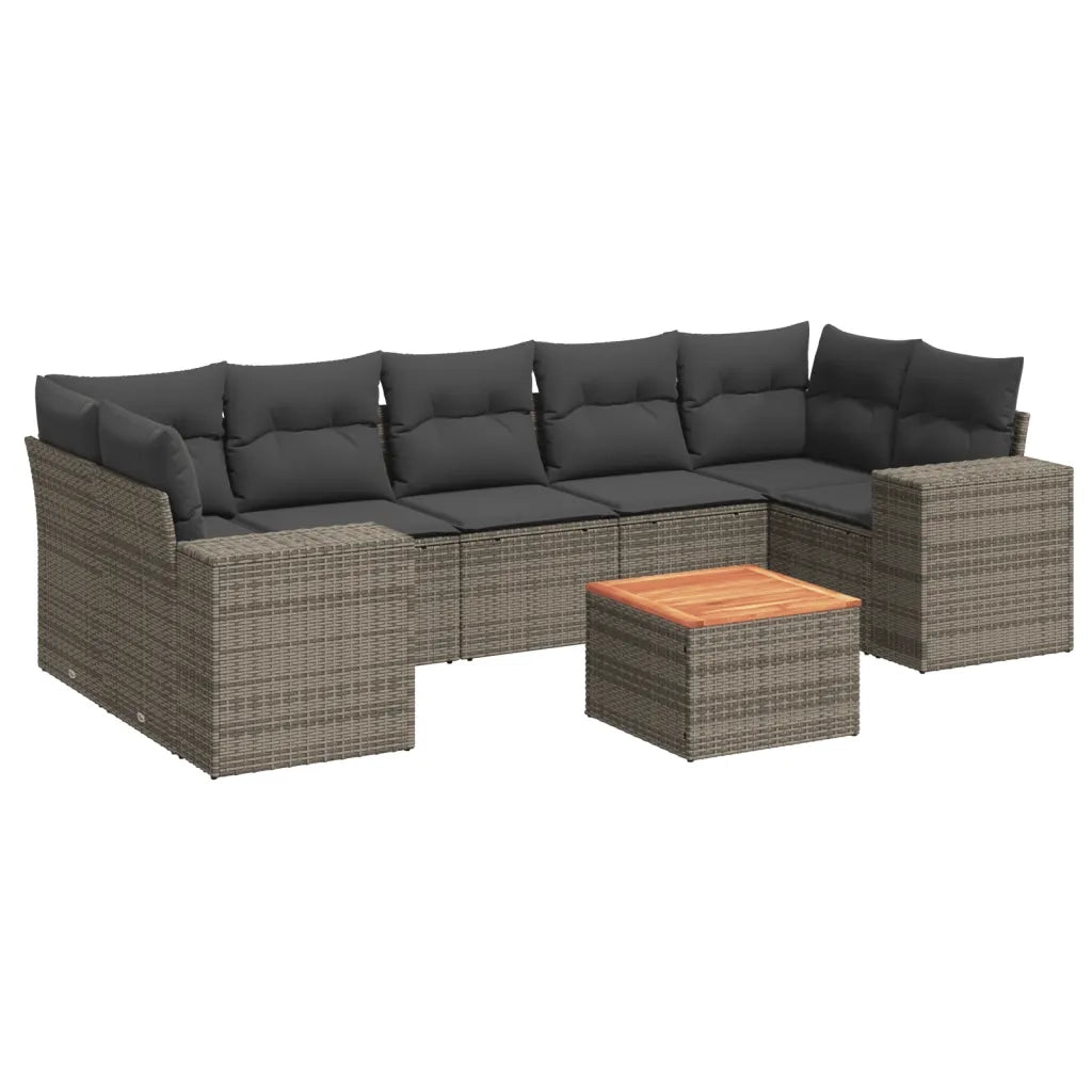 Set Divano da Giardino 8 pz con Cuscini Grigio in Polyrattan 3257691