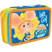 Trade Shop - Astuccio Triplo Multicolore Topo Gigio 3 Scomparti Zip Scuola Portapastelli -