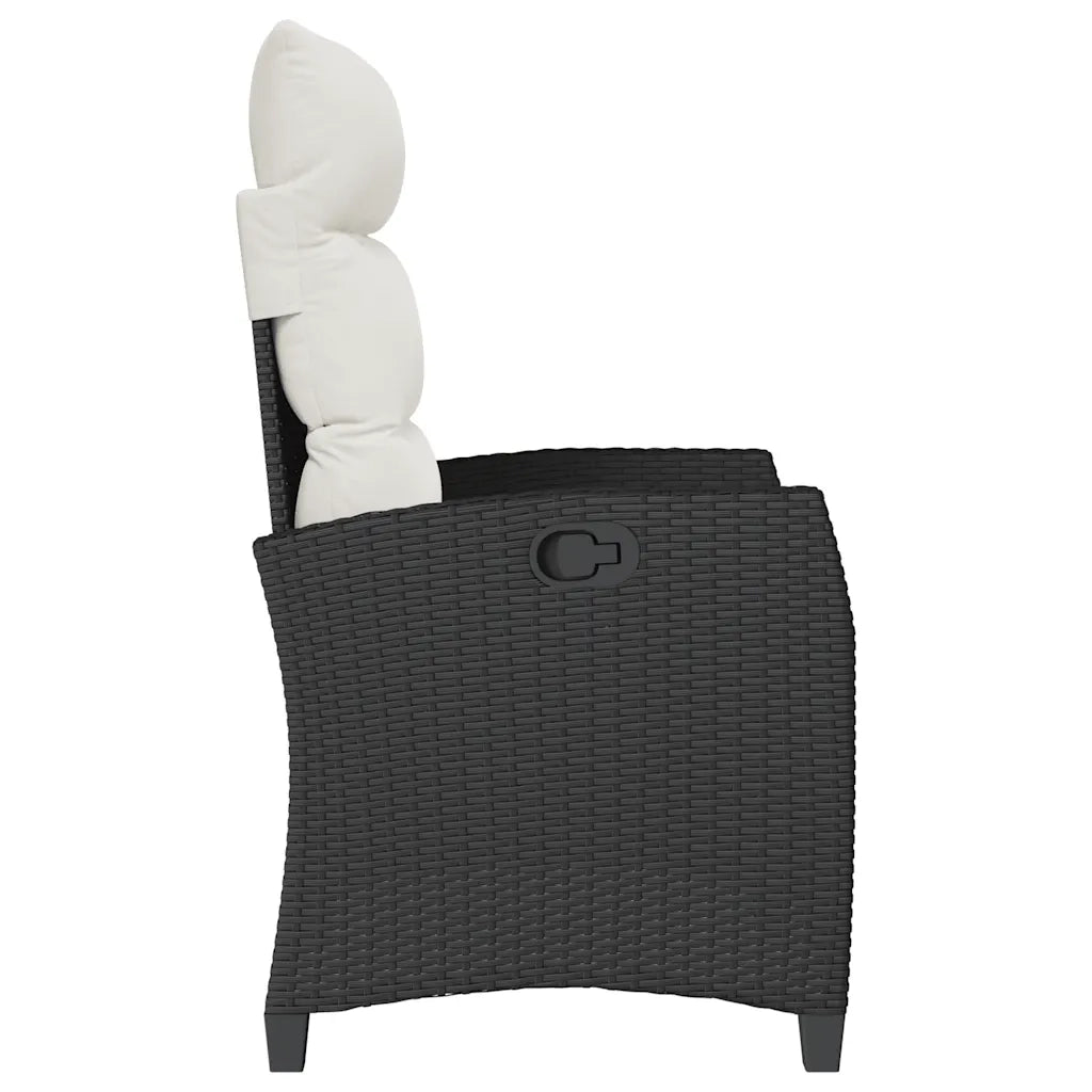 Sedia Reclinabile da Giardino | Sedie da Esterno con Tavolino Nera Polyrattan