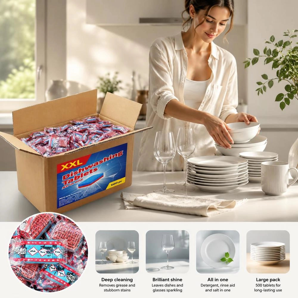 12-in-1 Dishwasher Tablets, 500 Pieces, 9 Kg