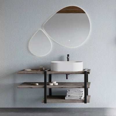 Mensola per lavabo d'appoggio 100 cm in legno rovere fossile  Linea