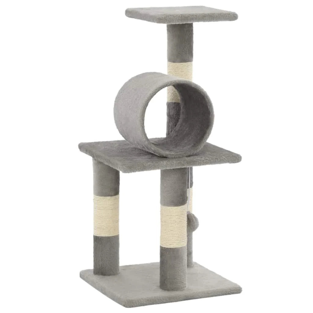 Tiragraffi albero per gatti cuccia per gatti peluche in sisal 65 cm grigio 3702123