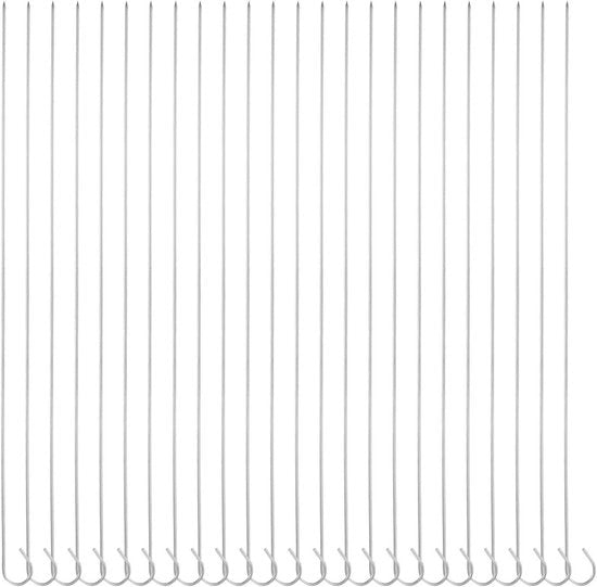 Spiedini per kebab, 24 pezzi, acciaio inossidabile, riutilizzabile, accessori BBQ per carne e gamberi grigliati, 38,5 cm.