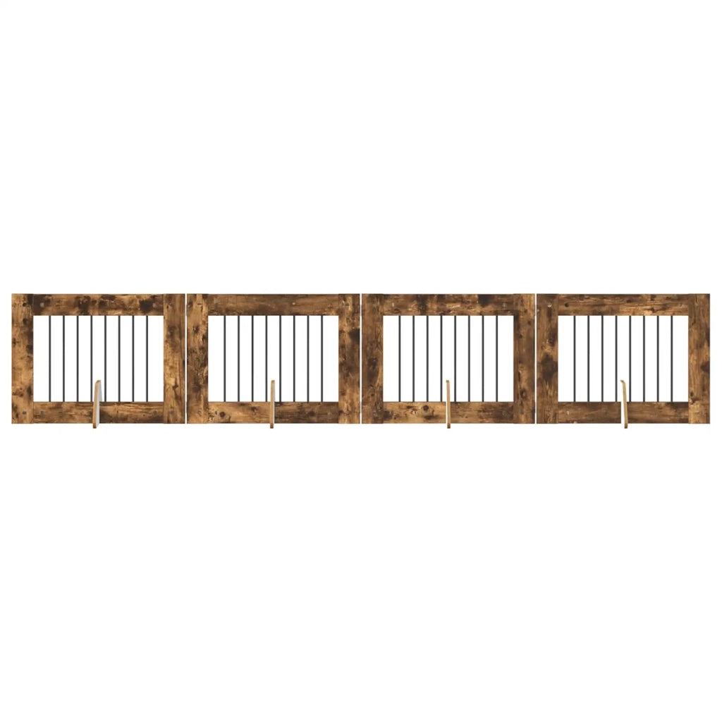 Cancello per cani con supporti 4 pcs Rovere Fumo 80 x 60 cm
