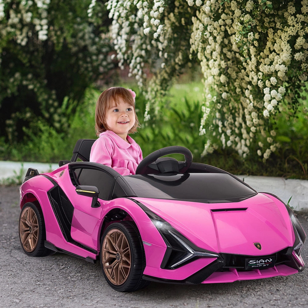 Auto elettrica Lamborghini Sian per Bambini ¨C zephmum ¨C 12V 5Km/h con Telecomando Rosa