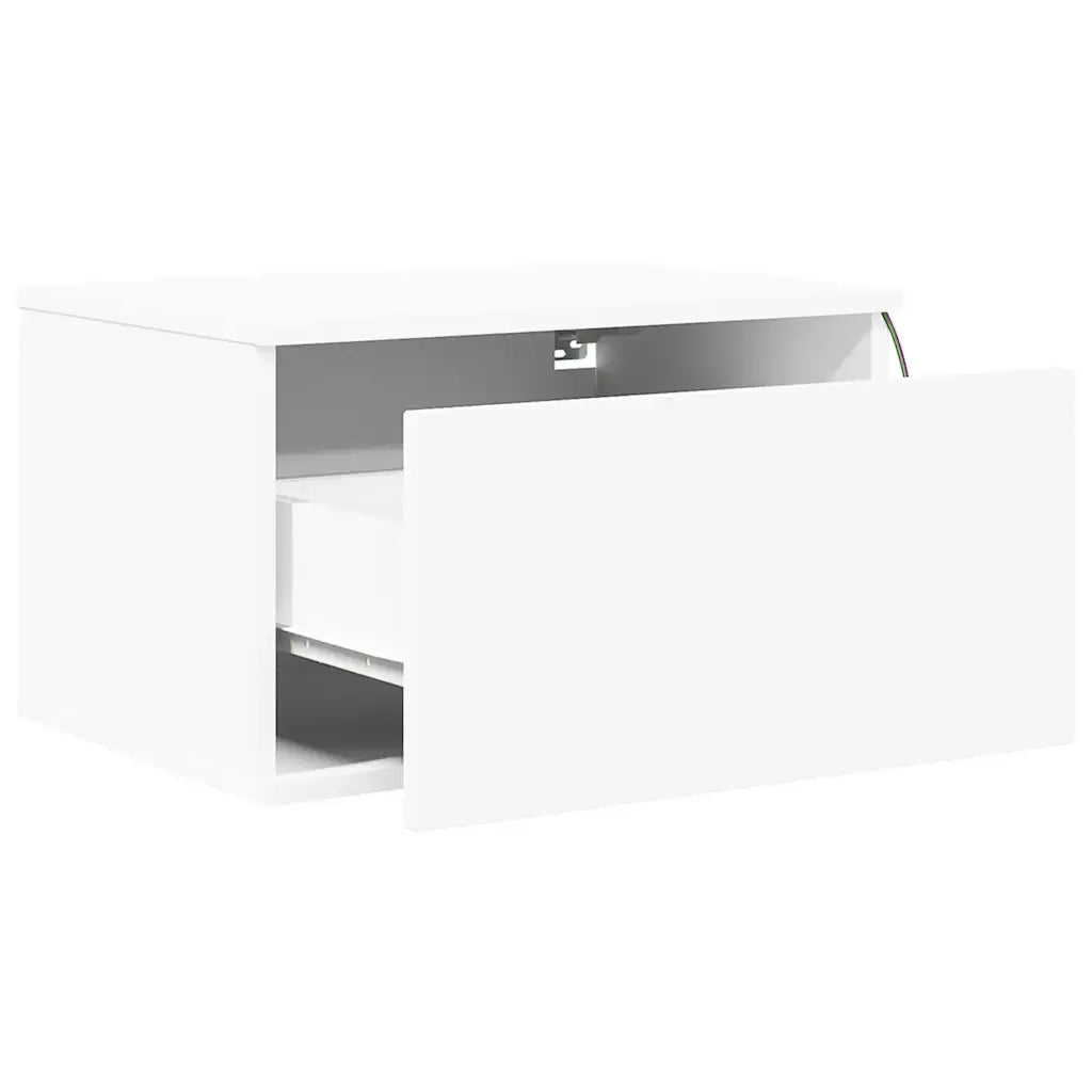 Comodino a Parete con Luci LED Bianco 836826