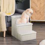 Scaffale pieghevole con 3 gradini e vano contenitore per cani e gatti in MDF bianco per divano 40 × 54 × 48 cm