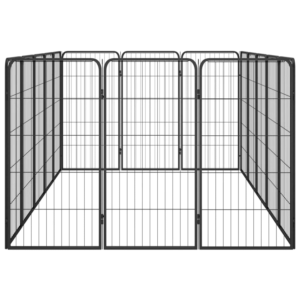 Recinto per cani 16 pannelli 50 x 100 cm acciaio verniciato a polvere nero 02_0043612
