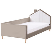 Letto singolo in velluto tortora con base a doghe 90 x 200 cm Camera Moderna Tradizionale