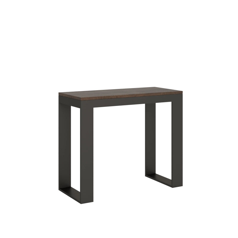 Consolle allungabile 90x40/196 cm Tecno Small Evolution telaio Antracite - Noce