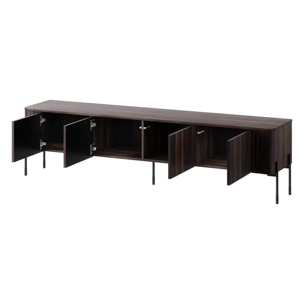 Brembana, Mobile Porta tv un Ripiano, 190x40x50h cm Marrone Noce