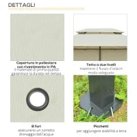 Gazebo da Giardino 3x4 m con Tende e Tetto a 2 Livelli Bianco Crema