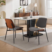 Sedia da pranzo 71.0x53.0x30.0 cm con schienale ergonomico in legno curvato e PU grigio