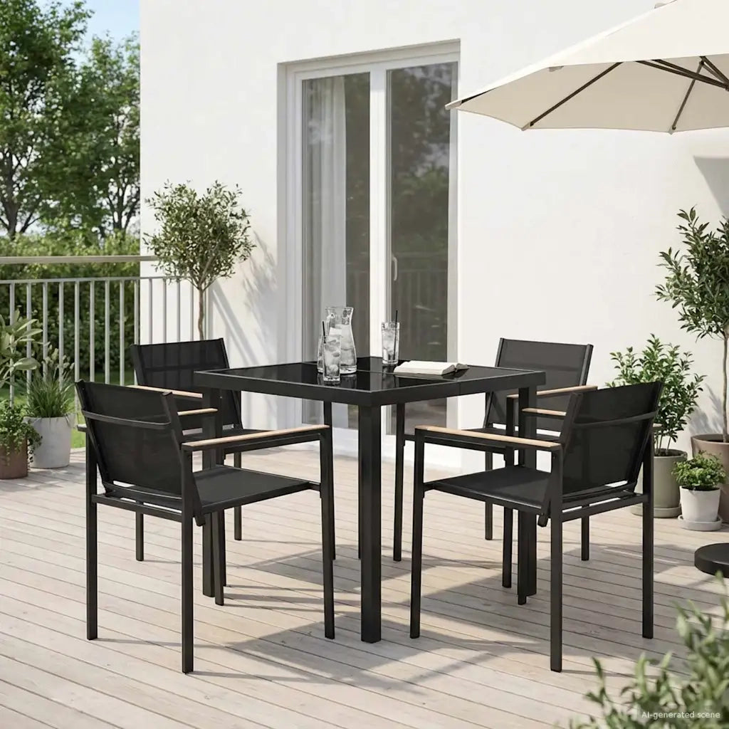 Set di Mobili da Esterno 5 pcs Nero e antracite 80 x 80 x 73 cm