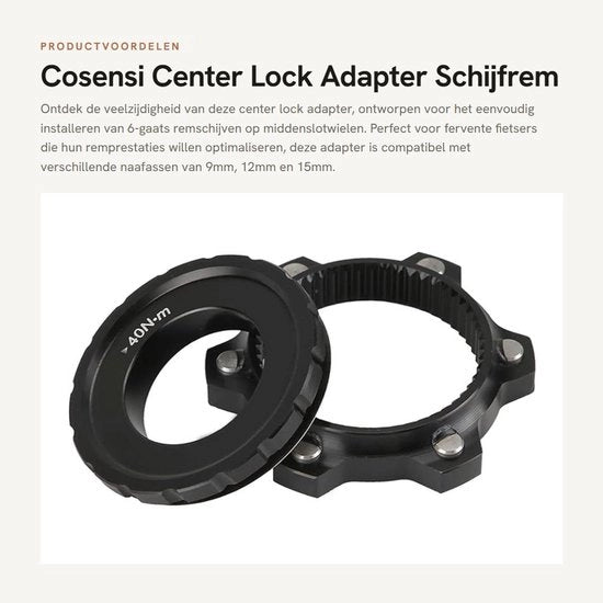 Adattatore Center Lock per Freni a Disco - Fattore di Resistenza in Lega di Alluminio - Per 6 Bucaneve - Compatibile con 9mm/12mm/15mm - Fino a 203mm di Diametro della Ruota...