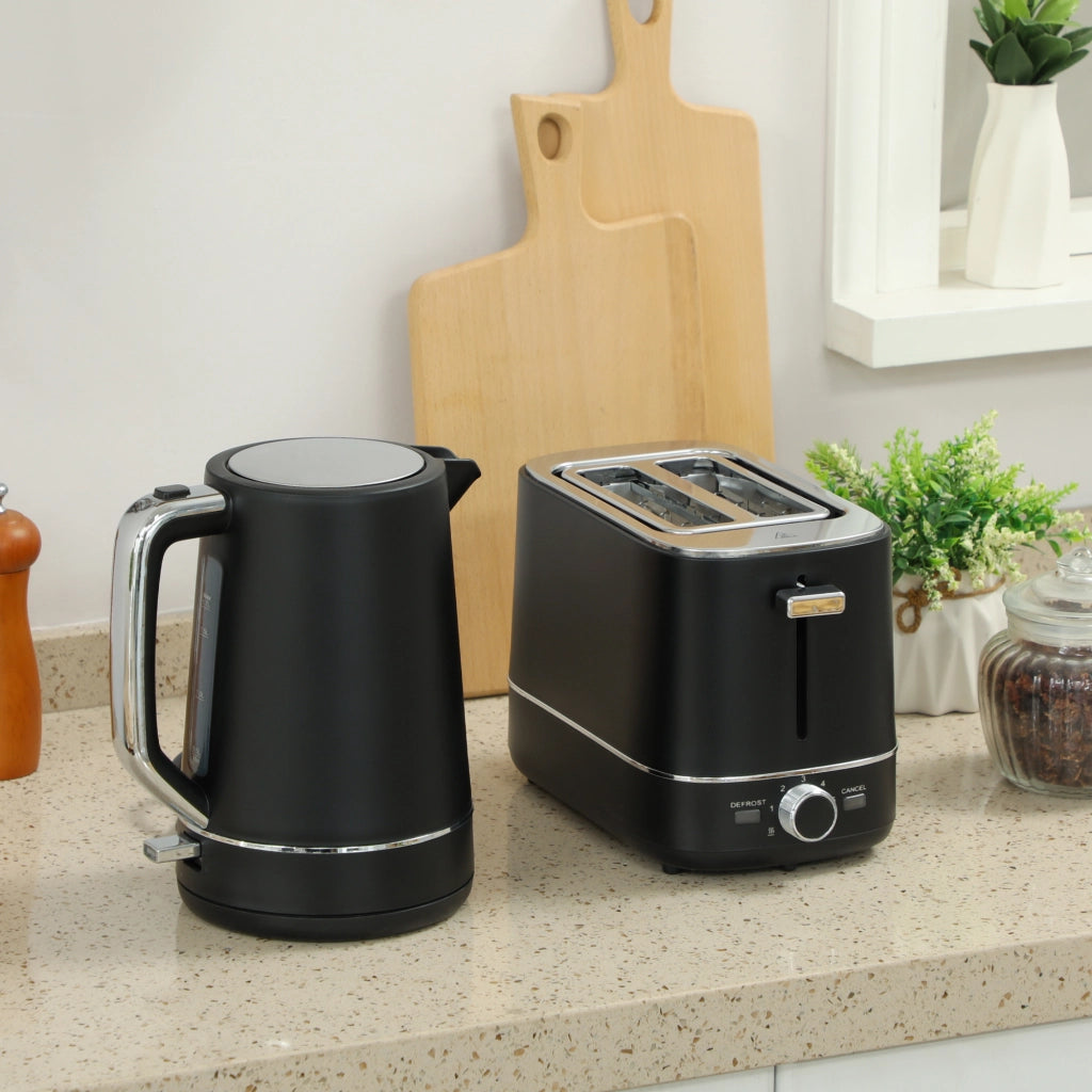 Bollitore e Toaster Set ¨C Zephmum ¨C 1,7L 6 Livelli Tostatura Nero/Acciaio