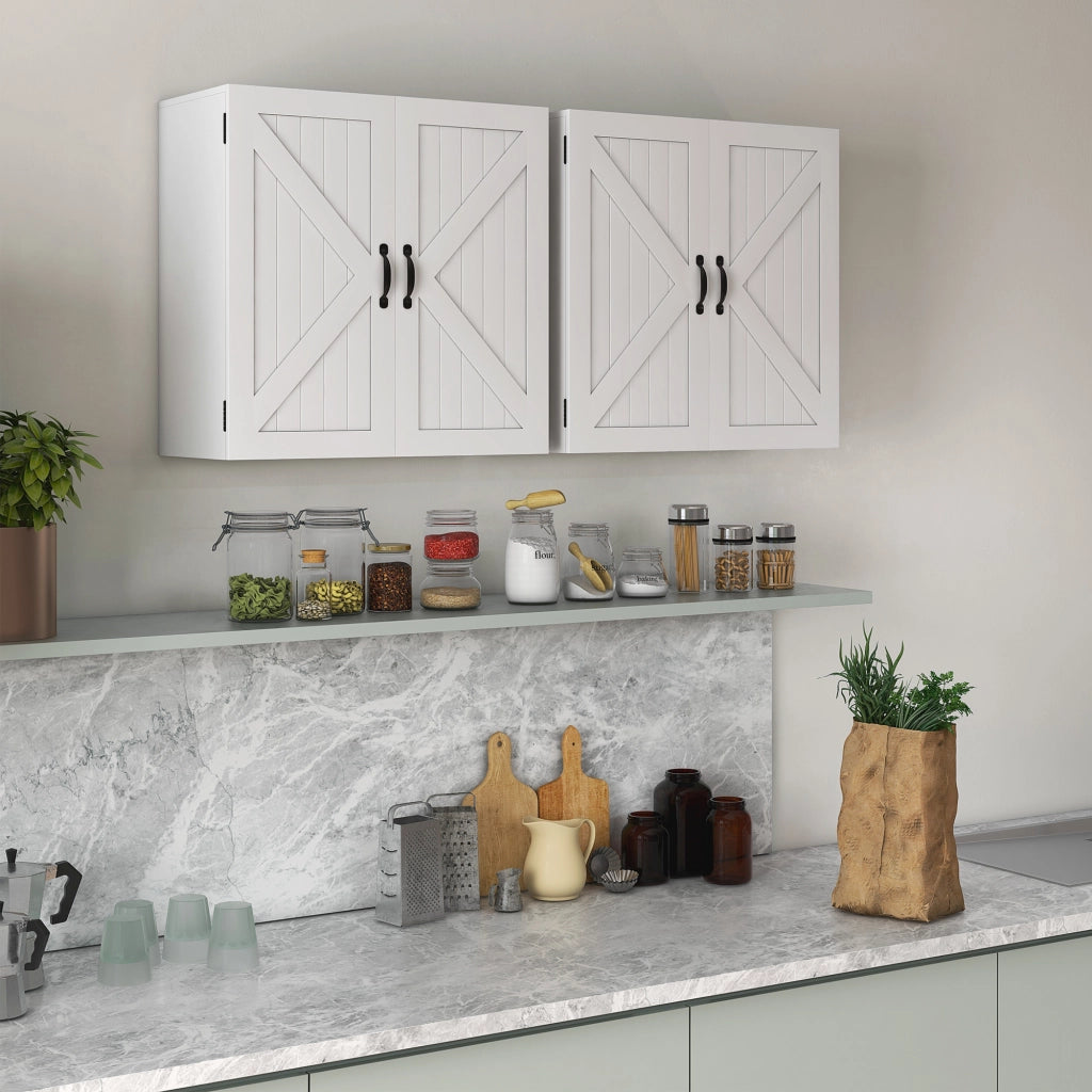 Mobiletto Pensile Bagno in Legno con Ripiano Regolabile ¨C zephmum ¨C Bianco 60x30x60