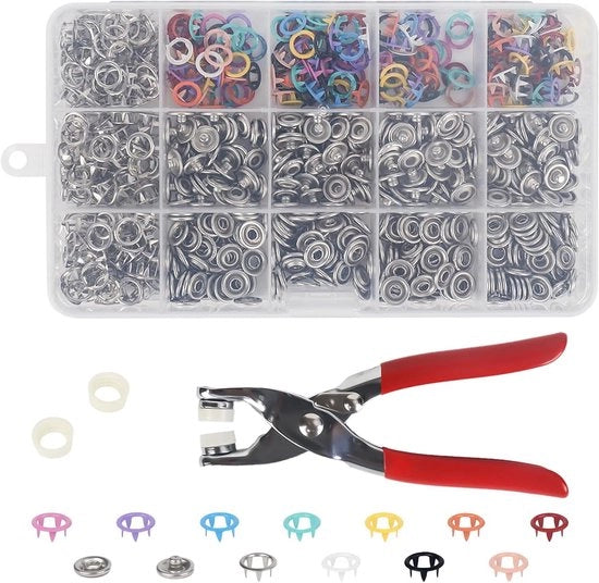 Tang per applicare drukknopen 200 set 95 mm con chiodi fissi attrezzi senza cucire per DIY ricamo abbigliamento per bambini e bambine borse handmade