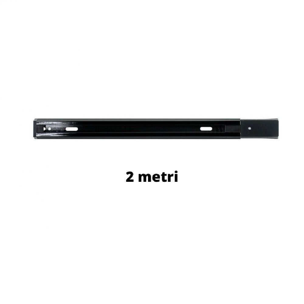 Trade Shop - Binario 2 Mt Elettrificato 2 Poli Rinforzato Monofase Nero Faro A Pista Pista-2n -