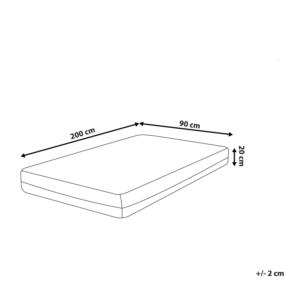 Materasso in Memory Foam Bianco con Tessuto Grigio Duro 90 x 200 cm
