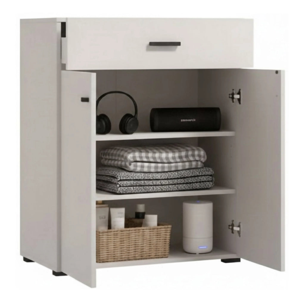 Torrice, Mobile da Ingresso un Cassetto, 77x35x98h cm Bianco Crema