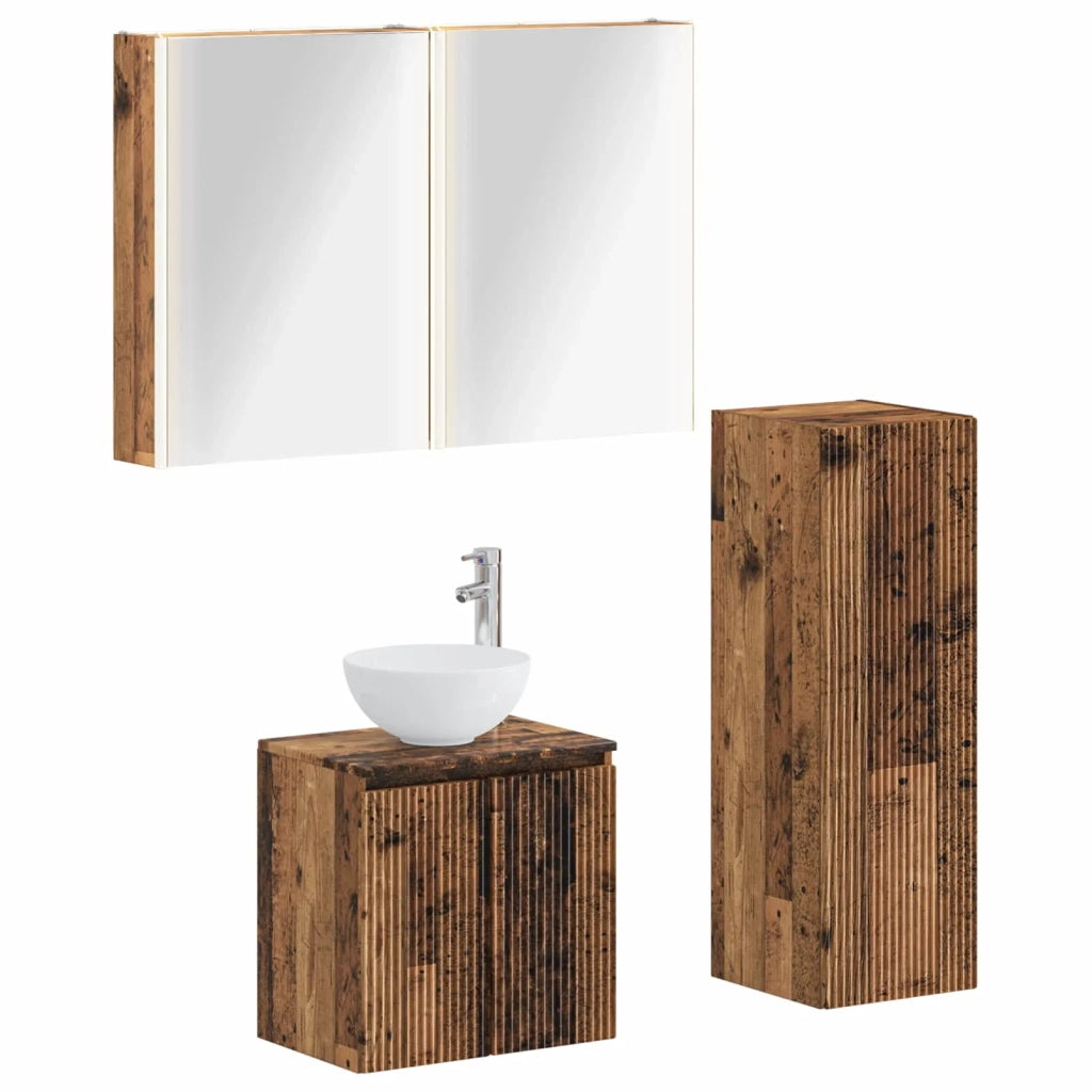 Set di mobili per il bagno 4 pcs Legno antico 3407429