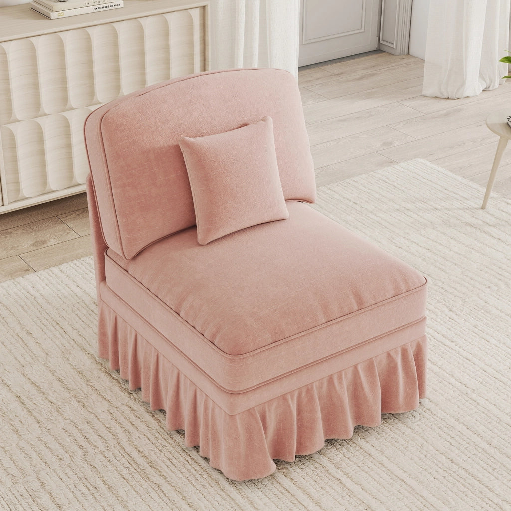 Divano cloud senza braccioli con rivestimento con balza rimovibile cuscino mobile in ciniglia rosa 79 × 75 × 23 cm