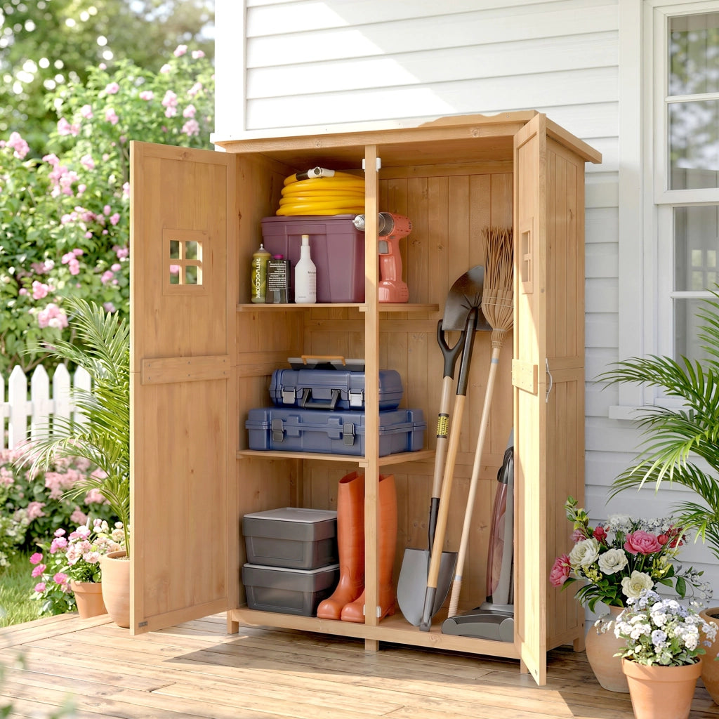 Armadio da Giardino in Legno ¨C zephmum ¨C 127.5x50x164 cm Natural