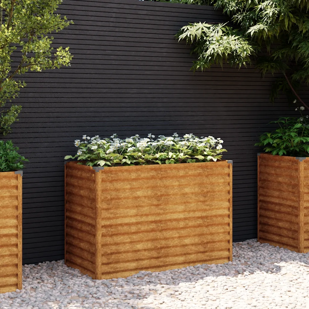 Letto rialzato da giardino 100x50x69 cm in acciaio Corten 151984