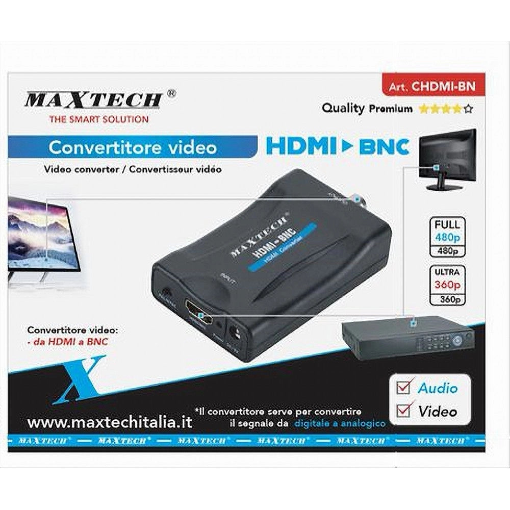 Trade Shop - Convertitore Video Da Hdmi A Bnc Adattatore Segnale Audio Pal/ntsc 480p Chdmi-bn -