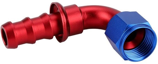 Fitting di accoppiamento 90° per tubi - Fissaggio CNC su T6160 alluminio - Fissaggio a spinta/torsione - Finestra anodizzata - Maschio - Per tubo di carburante/olio - Fitting di accoppiamento per tubi