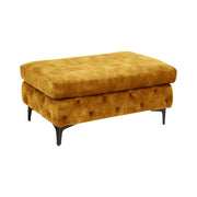 Pouf VELENA giallo senape – Pouf barocco in velluto con piedi in metallo neri