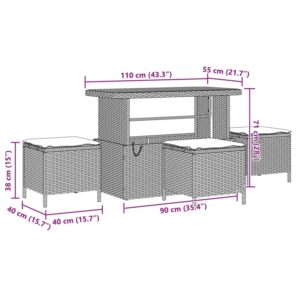 Set di Divani da Giardino  da 13 Pezzi con Cuscini Grigio Polyrattan Acacia