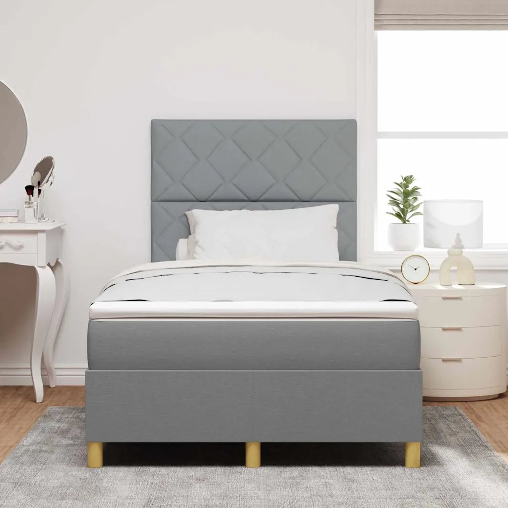 Letto a Sorgente LED Grigio chiaro 120 x 200 cm Tessuto