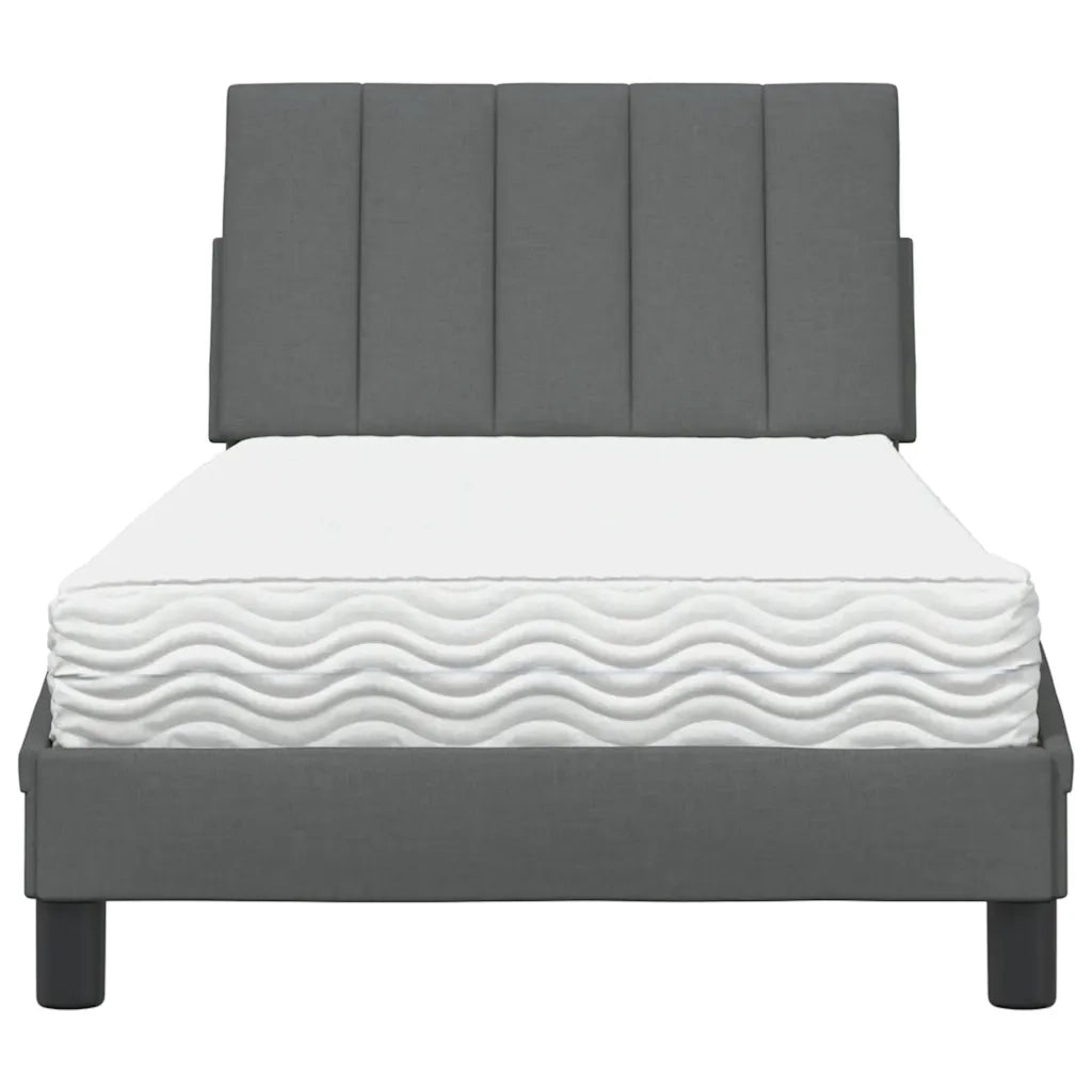 Letto con Materasso Hanko Grigio Scuro 90x190 cm in Tessuto