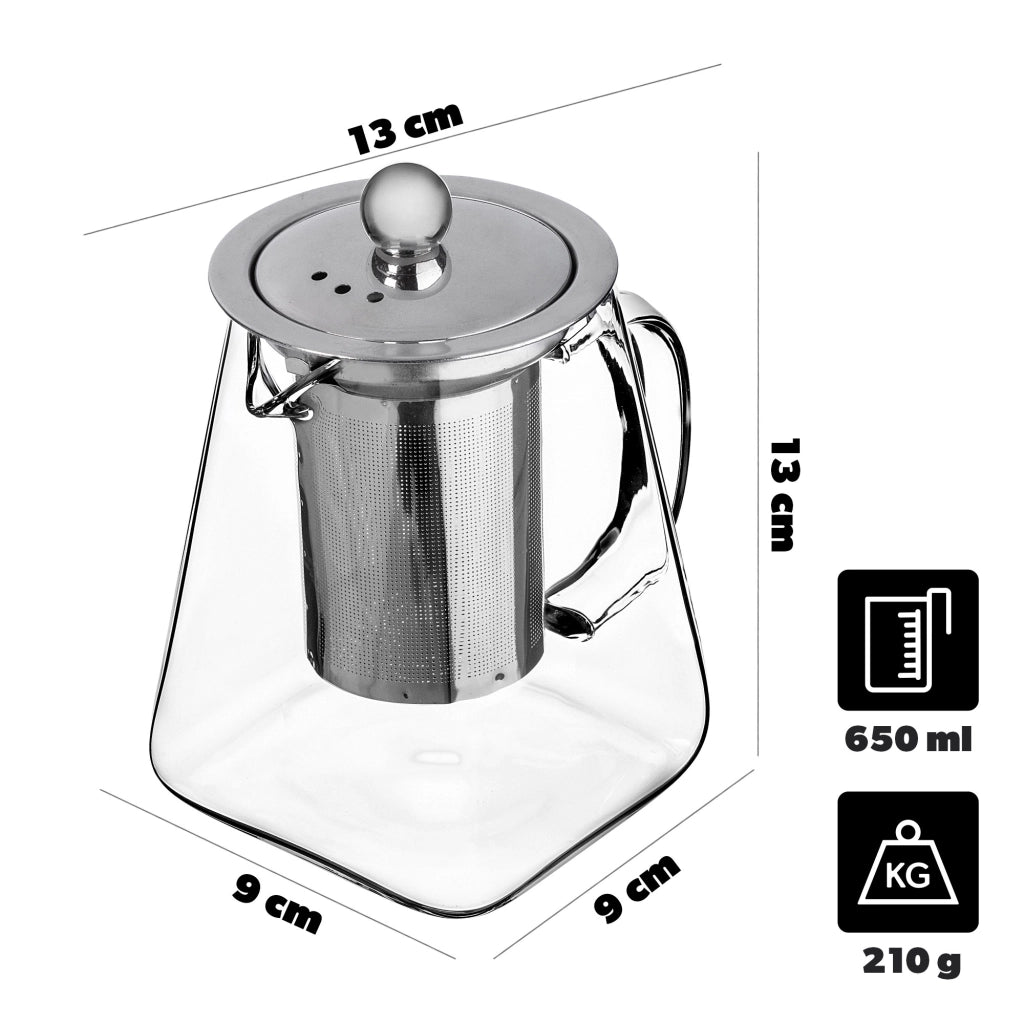 Teiera in vetro resistente al calore KADAX da 650 ml con infusore per tisane
