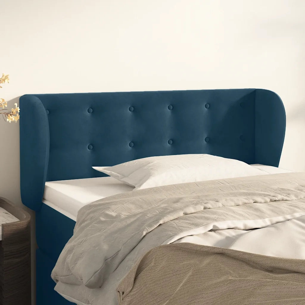 Testiera | Testata ad Orecchio Blu Scuro 103x23x78/88 cm in Velluto