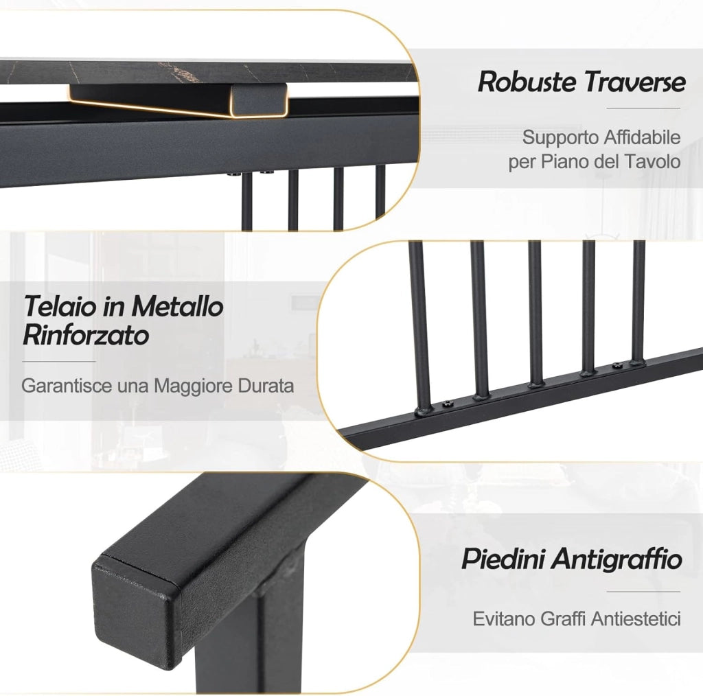 Tavolo da Ingresso Stretto, Tavolo Consolle Moderno in Finto Marmo con Struttura in Acciaio, Tavolo Multiuso per Salotto e Corridoio, 120 x 30 x 90 cm
