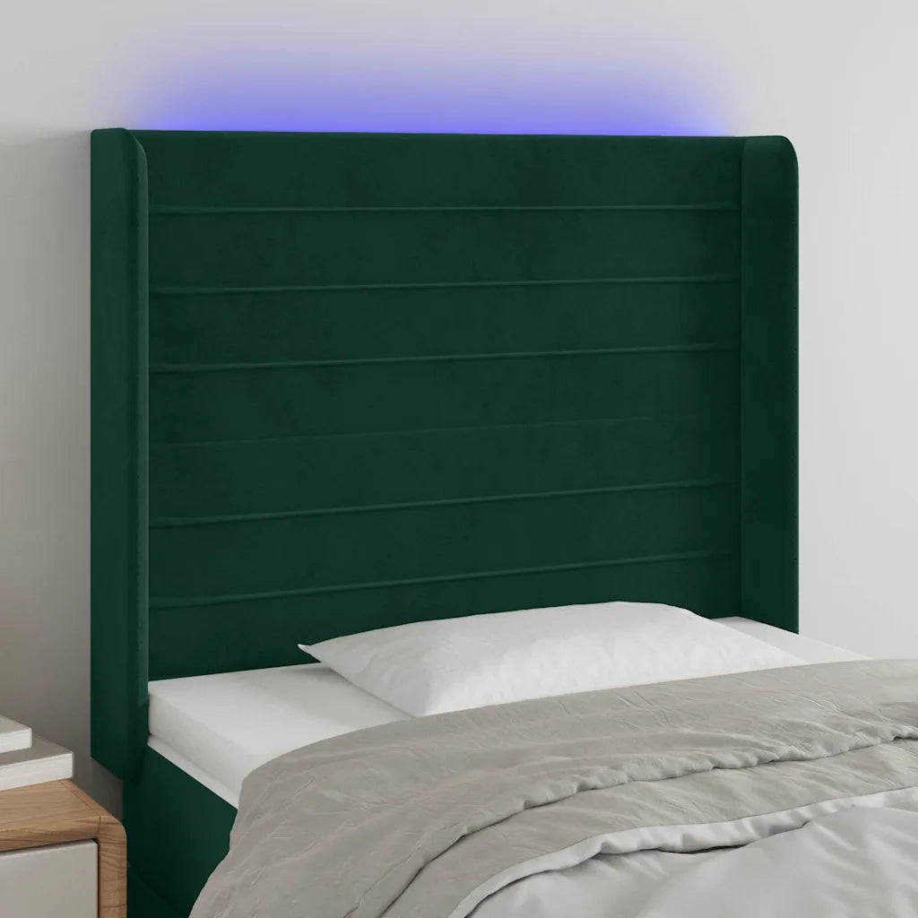 Testiera a LED Verde Scuro 103x16x118/128 cm in Velluto cod mxl 48075