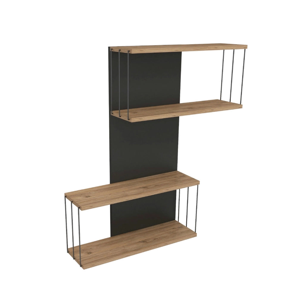 Mensola da parete in legno "Destan" - 65 x 19 x 96 cm - Marrone