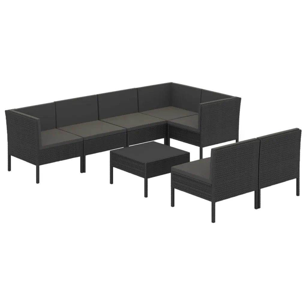 Set Divani da Giardino 8 pz con Cuscini in Polyrattan Nero cod mxl 38338