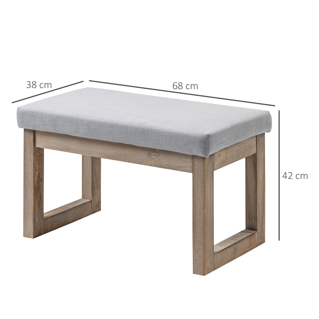 Panca imbottita multifunzione con gambe in legno 68x38x42 cm grigia